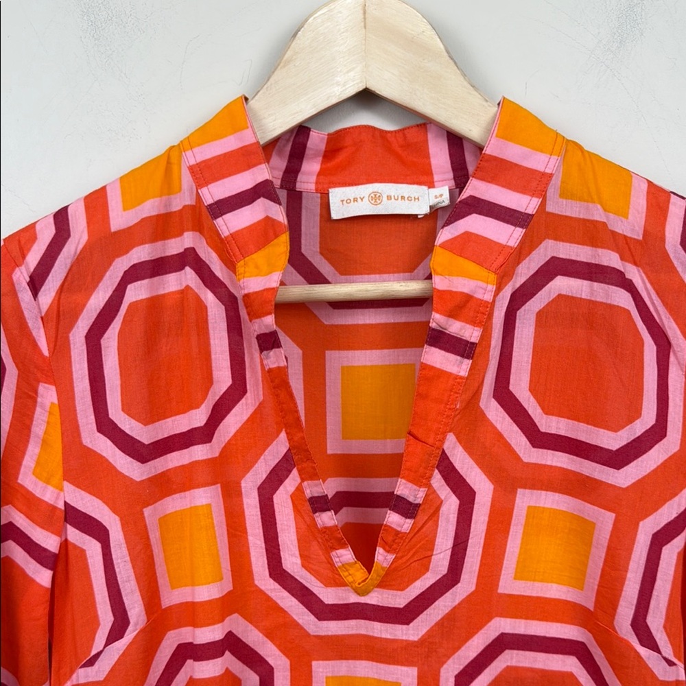 TORY BURCH V NECK colourful long sleeve swim cover lightweight EUC - Picture 4 of 9